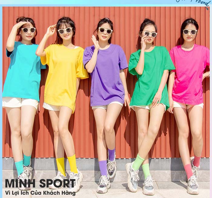 áo thun trơn nhóm nhiều màu cổ tròn