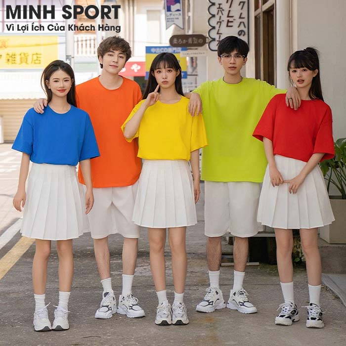 áo thun trơn nhóm nhiều màu cổ tròn