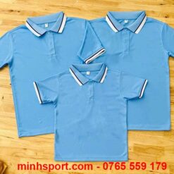 áo thun polo cá sấu mè màu xanh thiên thanh