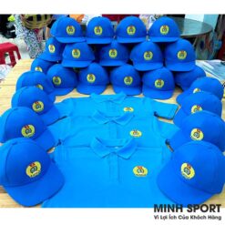 áo thun đồng phục công đoàn có cổ màu xanh