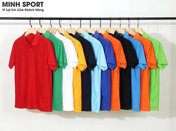 áo thun có cổ vải cá sấu trơn nhiều màu