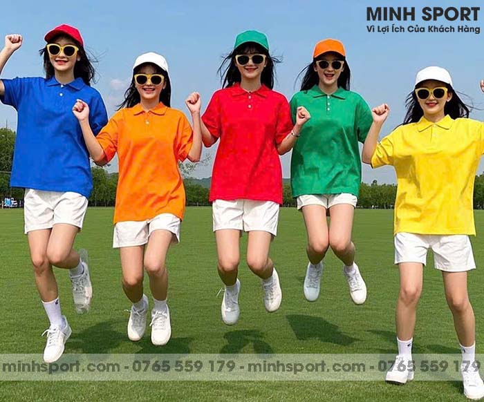 áo thun có cổ vải cá sấu trơn nhiều màu