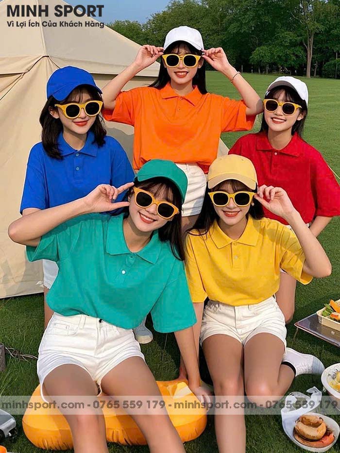 áo thun có cổ vải cá sấu trơn nhiều màu