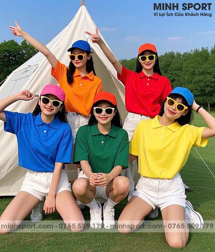 áo thun có cổ vải cá sấu trơn nhiều màu