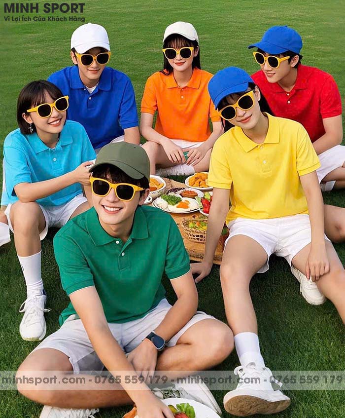 áo thun có cổ vải cá sấu trơn nhiều màu