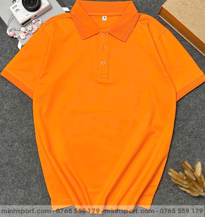 áo thun polo vải cotton 100% cam mỹ