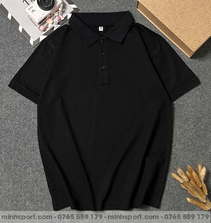 áo thun polo vải cotton 100% đen