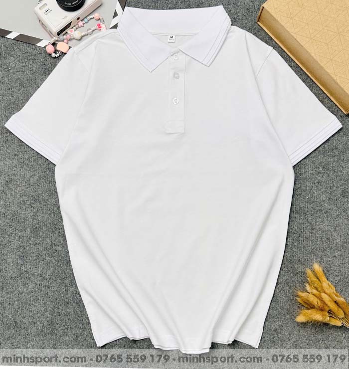 áo thun polo vải cotton 100% trắng