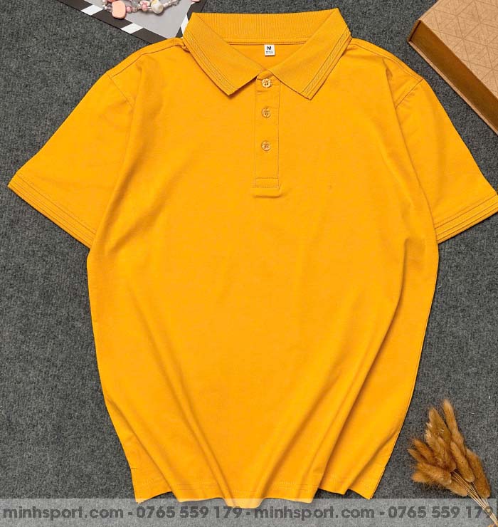 áo thun polo vải cotton 100% vàng bò