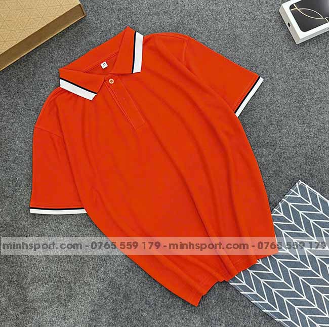 phôi áo polo vải cá sấu mè cao cấp màu cam