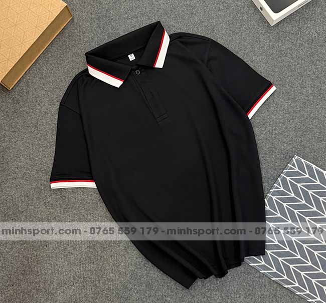 phôi áo polo vải cá sấu mè cao cấp màu đen