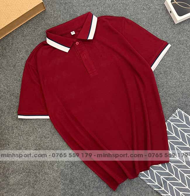 phôi áo polo vải cá sấu mè cao cấp màu đỏ đô