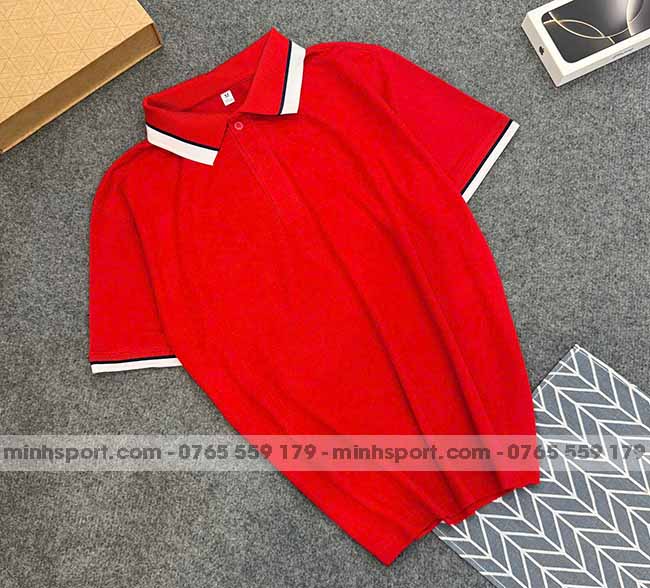 phôi áo polo vải cá sấu mè cao cấp màu đỏ tươi