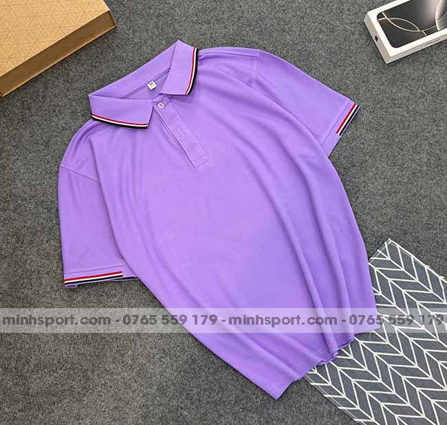 phôi áo polo vải cá sấu mè cao cấp màu tím