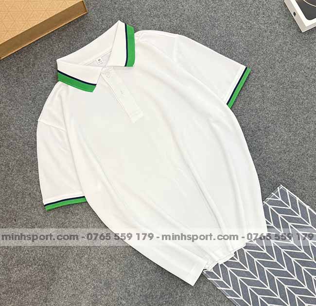 phôi áo polo vải cá sấu mè cao cấp màu trắng