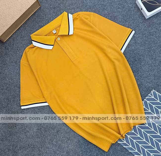 phôi áo polo vải cá sấu mè cao cấp màu vàng bò