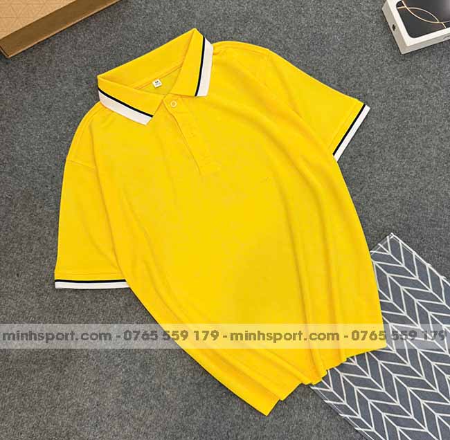 phôi áo polo vải cá sấu mè cao cấp màu vàng