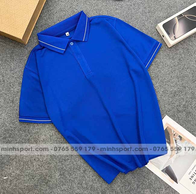 phôi áo polo vải cá sấu mè cao cấp màu xanh bích 1 sọc
