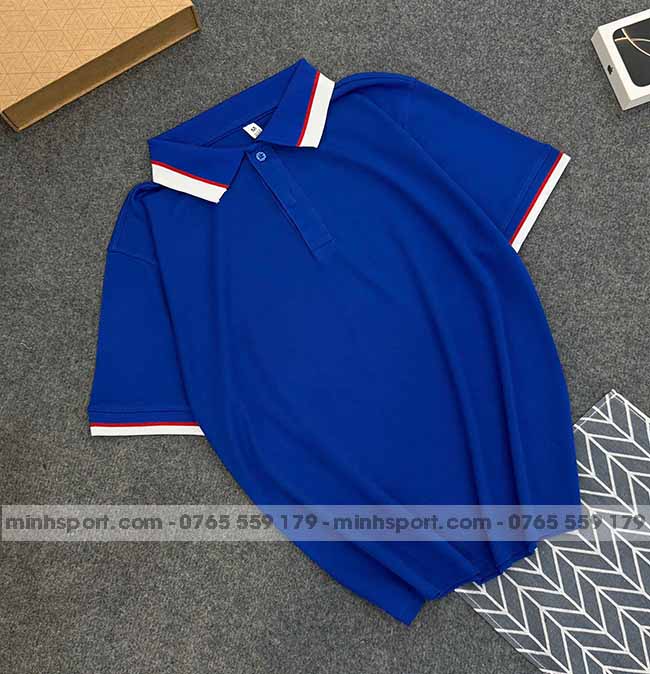 phôi áo polo vải cá sấu mè cao cấp màu xanh bích