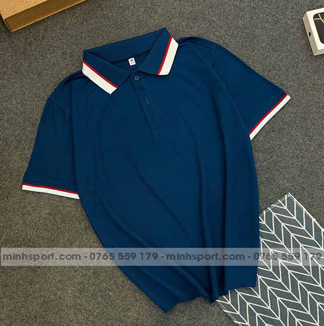 phôi áo polo vải cá sấu mè cao cấp màu xanh cổ vịt
