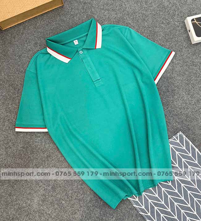 phôi áo polo vải cá sấu mè cao cấp màu xanh ngọc