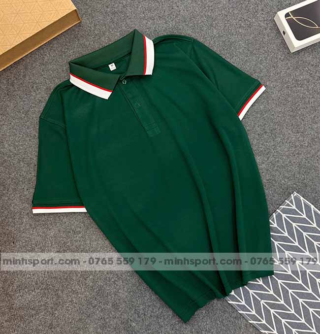 phôi áo polo vải cá sấu mè cao cấp màu xanh ve chai