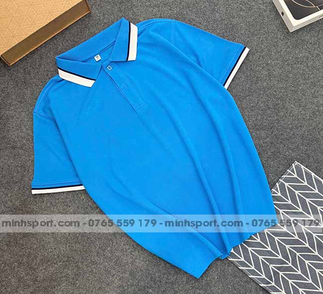 phôi áo polo vải cá sấu mè cao cấp màu xanh ya