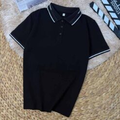 áo thun polo vải cá sấu cotton 100% màu đen