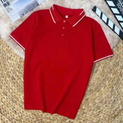 áo thun polo vải cá sấu cotton 100% màu đỏ
