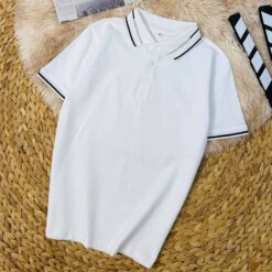 áo thun polo vải cá sấu cotton 100% màu trắng