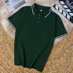 áo thun polo vải cá sấu cotton 100% màu xanh ve chai