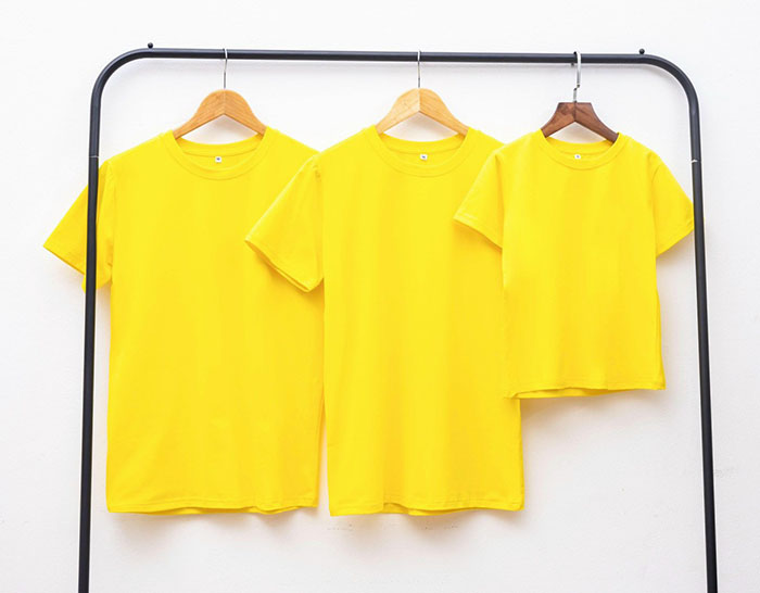 áo thun cotton 100% cổ tròn màu vàng