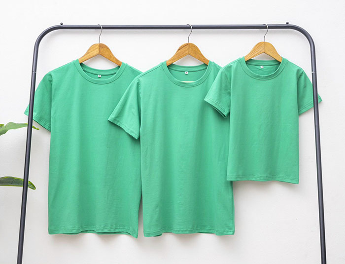 áo thun cotton 100% cổ tròn màu xanh két