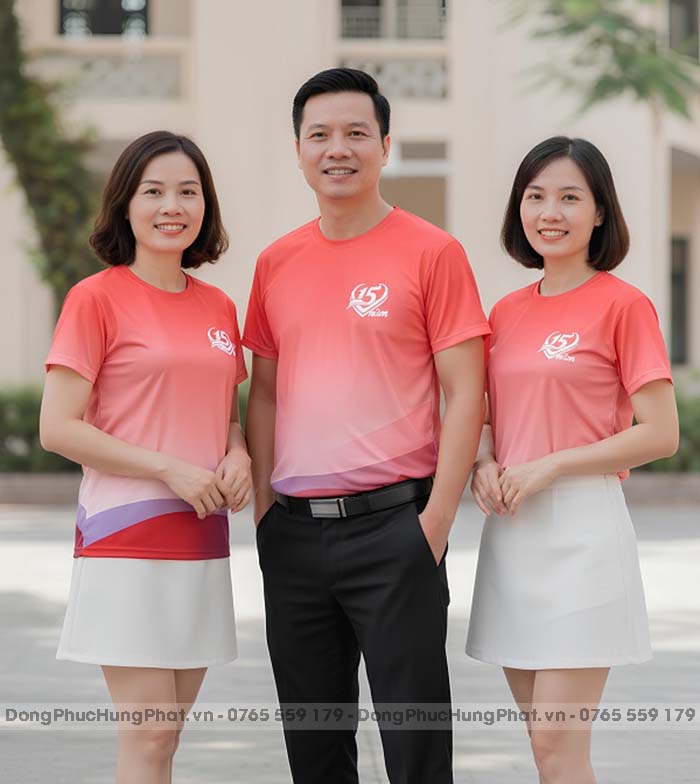 áo thun đồng phục họp lớp 15 năm cổ tròn màu đỏ