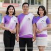áo thun đồng phục họp lớp 15 năm cổ tròn màu trắng phối tím