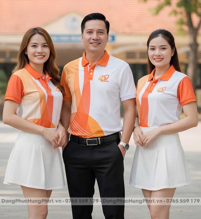 áo thun đồng phục họp lớp 15 năm màu trắng phối cam