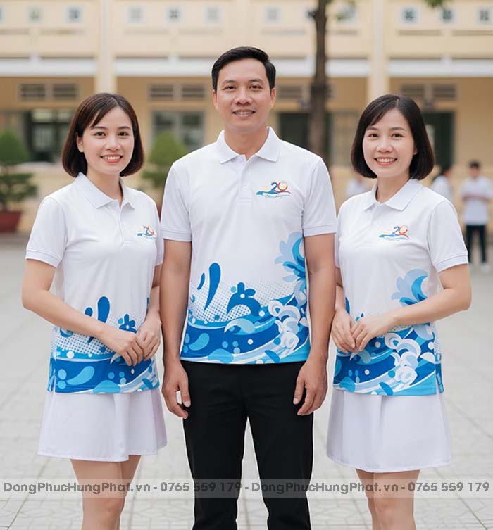 áo thun đồng phục họp lớp 20 năm in hoa tiết