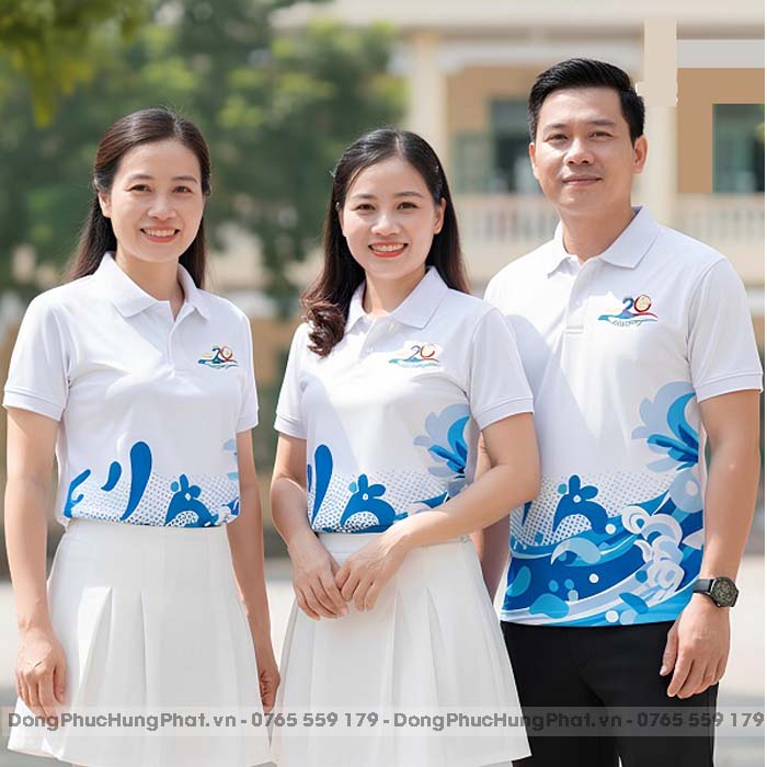 áo thun đồng phục họp lớp 20 năm in hoa tiết