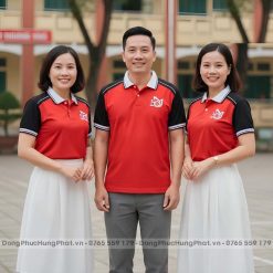 áo thun đồng phục họp lớp 50 năm màu đỏ phối đen