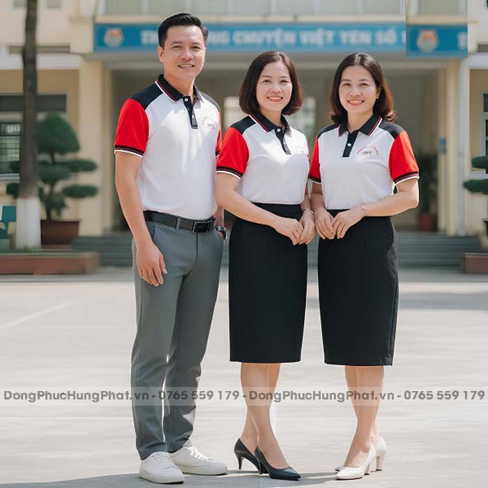 áo thun đồng phục họp lớp màu trắng phối đỏ