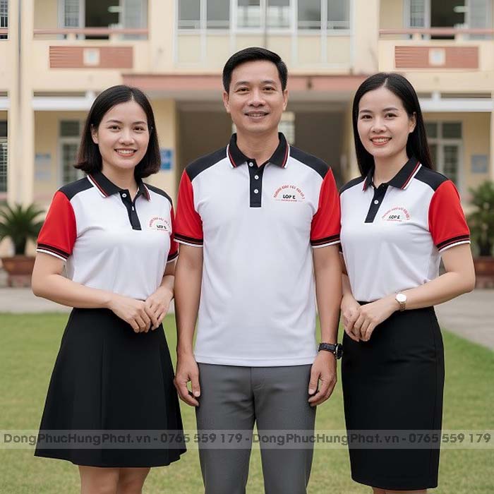 áo thun đồng phục họp lớp màu trắng phối đỏ