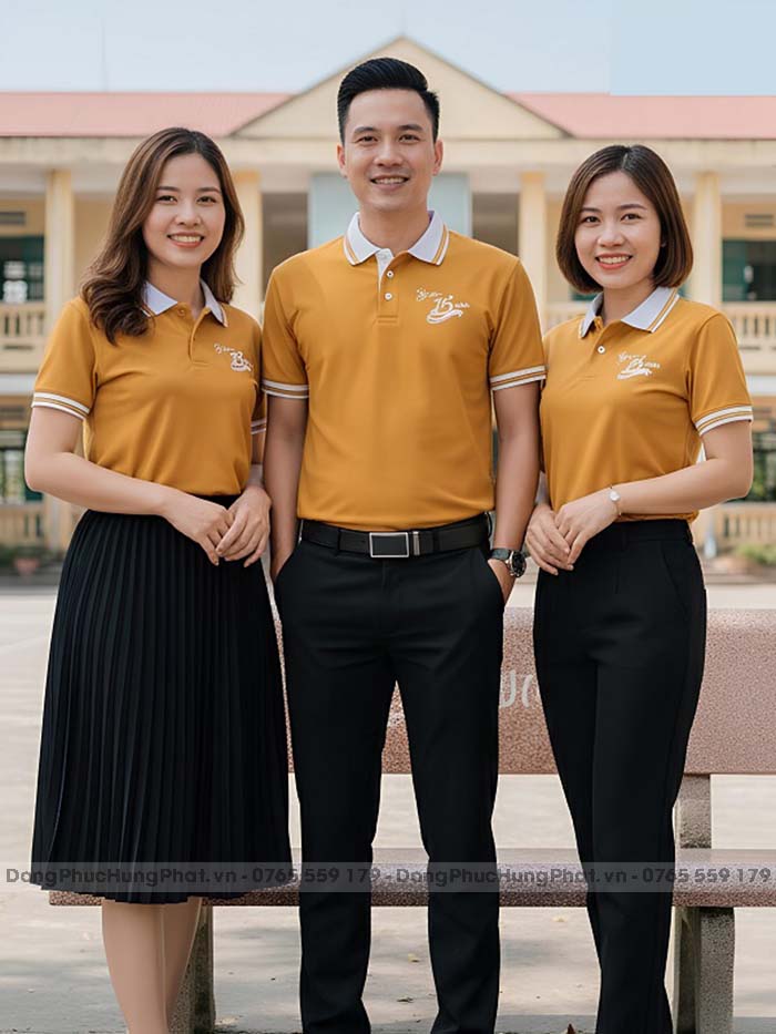 áo thun đồng phục họp lớp màu vàng bò