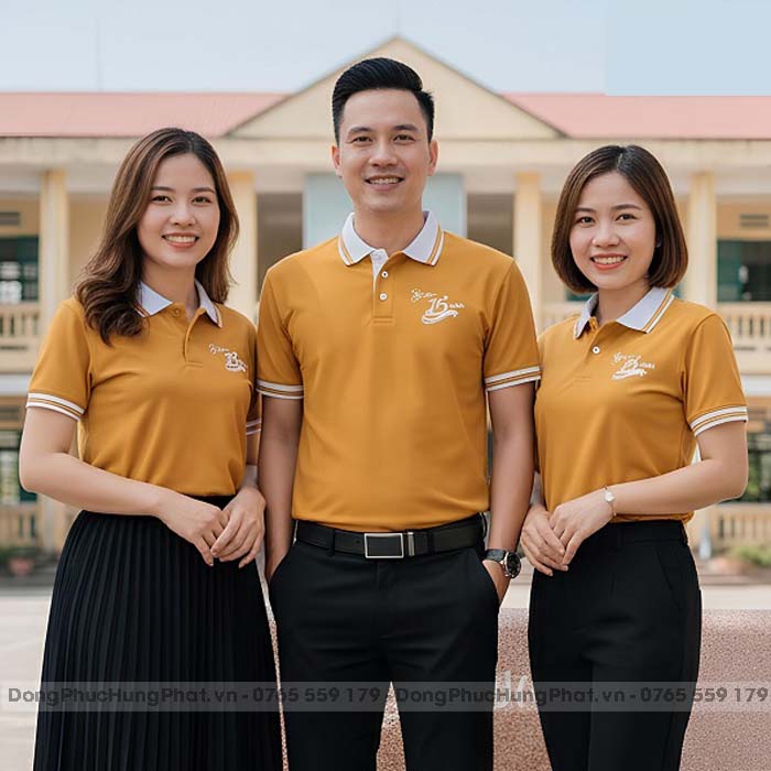 áo thun đồng phục họp lớp màu vàng bò