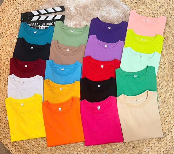 bảng màu áo thun trơn cổ tròn 100% cotton