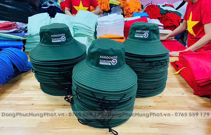 mẫu nón tai bèo, nón bucket màu xanh in theo yêu cầu