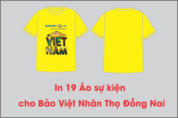 in 19 áo thun sự kiện màu vàng cho bảo việt nhân thọ đồng nai