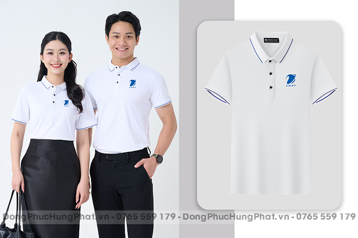 áo polo đồng phục cho nhân viên văn phòng màu trắng