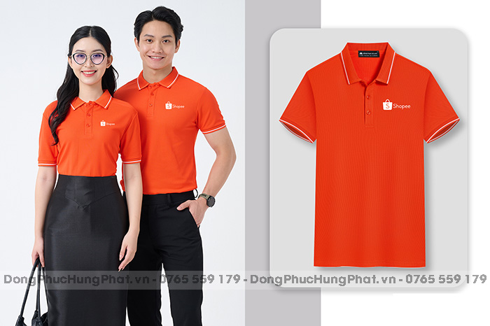 áo polo đồng phục cho nhân viên văn phòng màu cam
