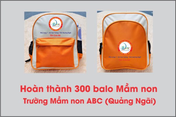 hoàn thành 300 balo mầm non ABC in tên riêng
