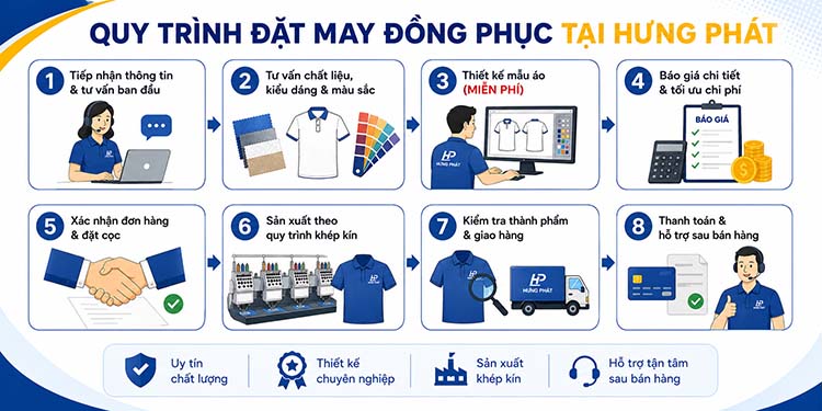 Quy trình đặt may đồng phục tại Hưng Phát